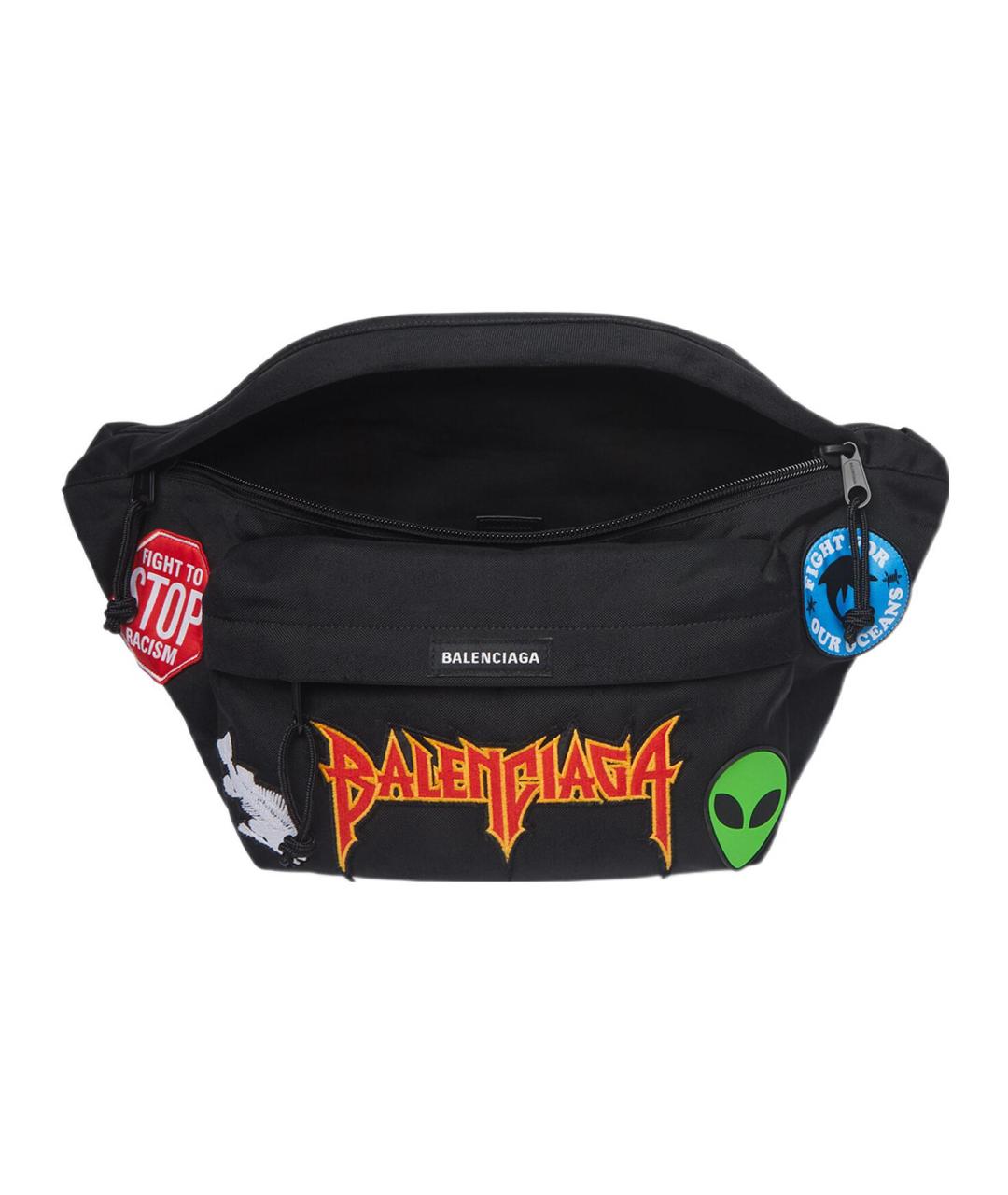 BALENCIAGA Черная хлопковая поясная сумка, фото 4
