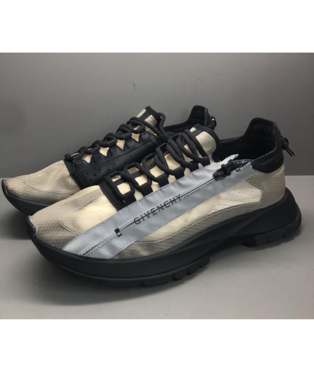 GIVENCHY Хаки текстильные низкие кроссовки / кеды, фото 3