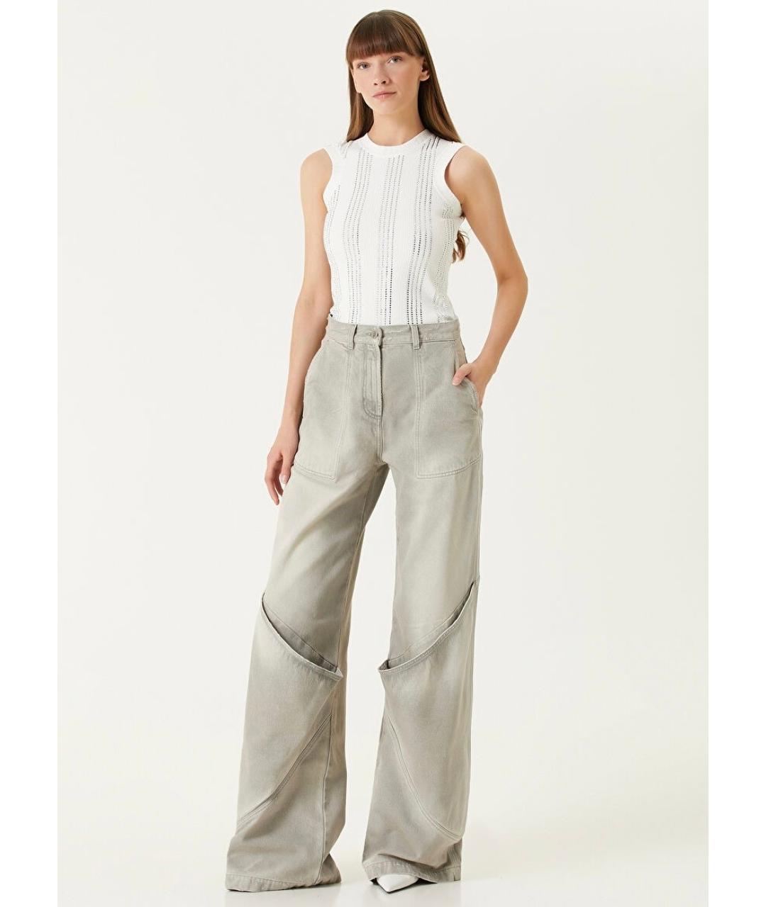 THE ATTICO Серые хлопковые джинсы клеш, фото 8