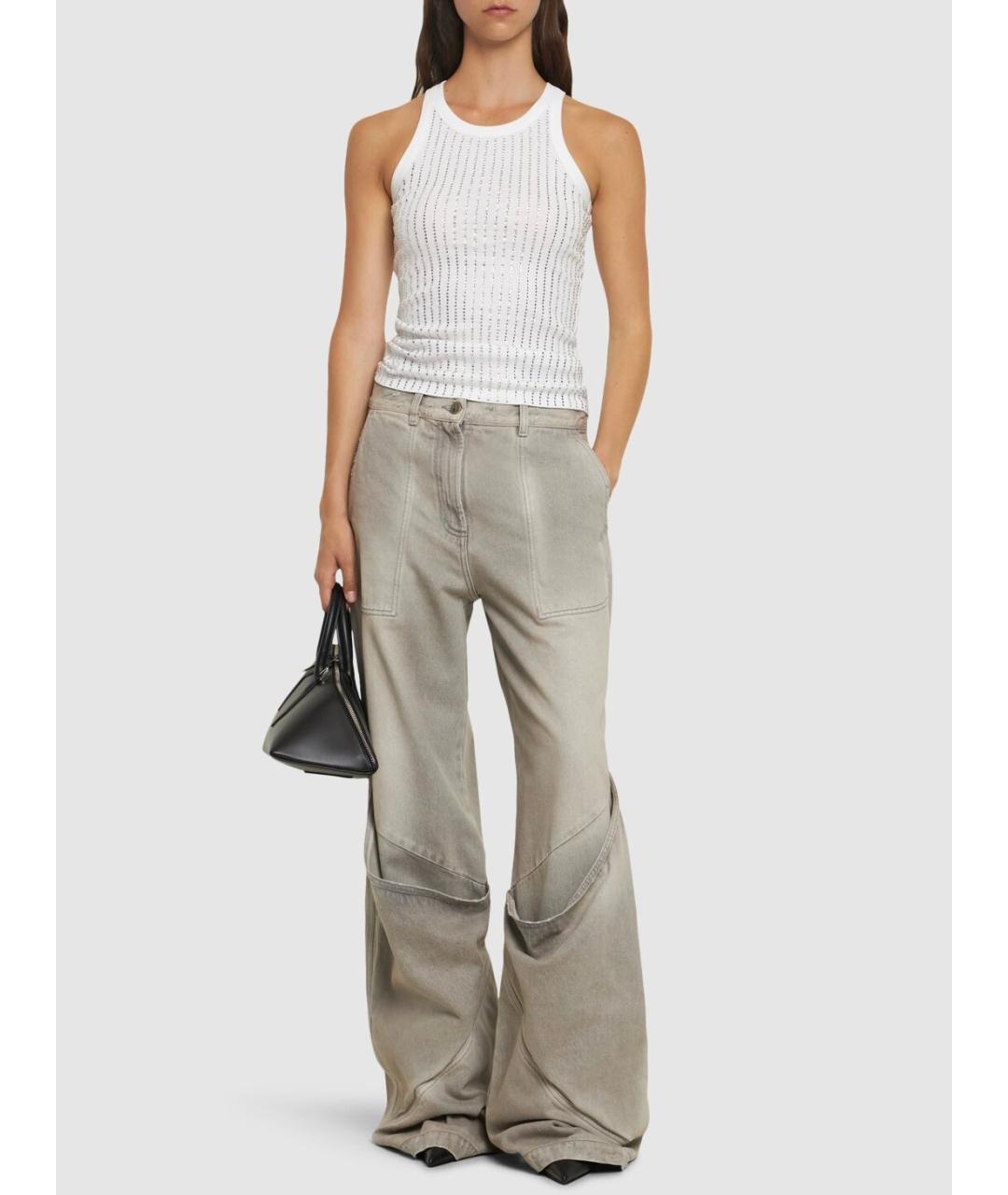 THE ATTICO Серые хлопковые джинсы клеш, фото 9