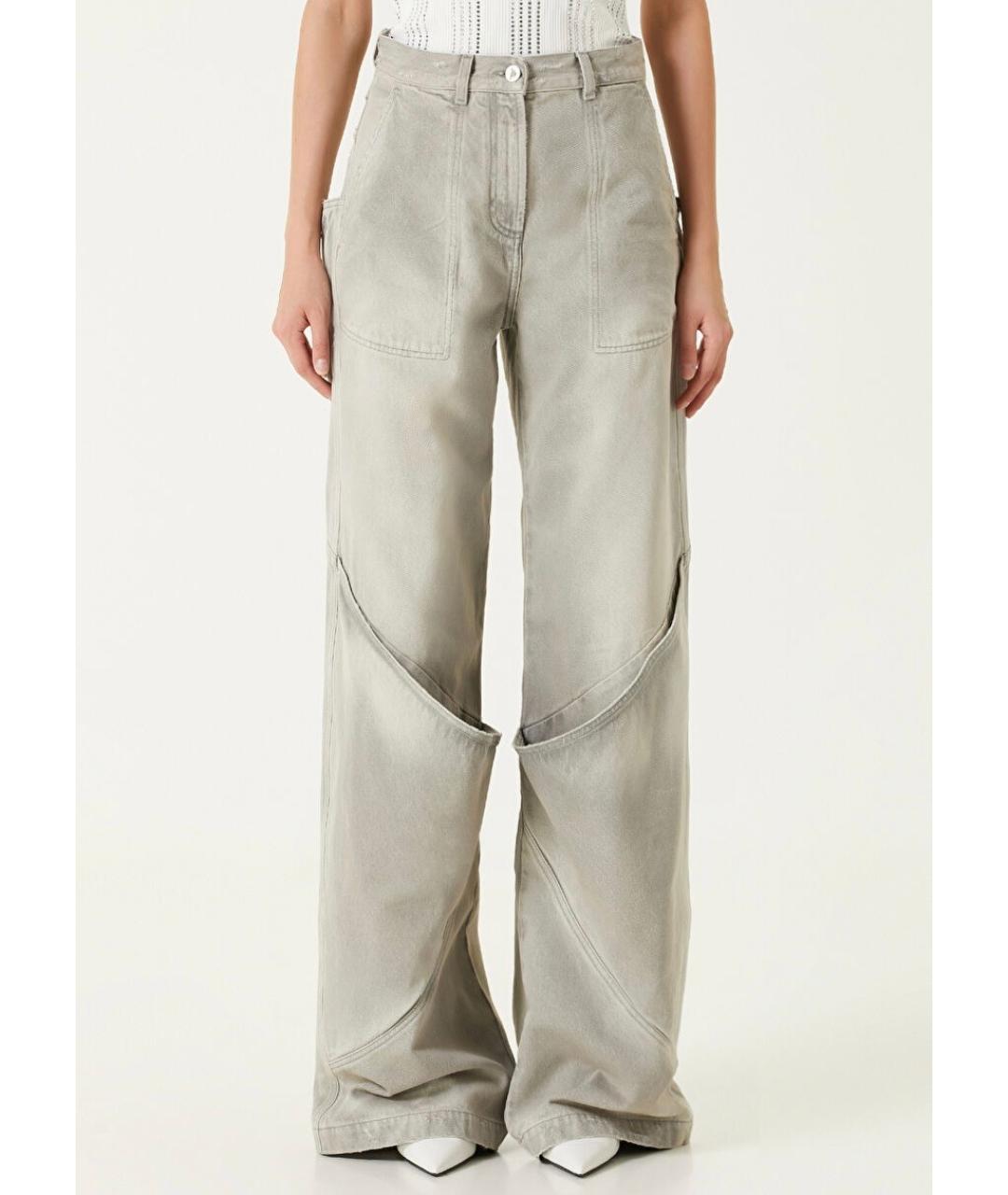 THE ATTICO Серые хлопковые джинсы клеш, фото 5