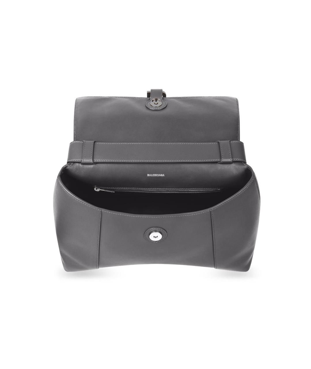 BALENCIAGA Серая кожаная сумка через плечо, фото 5