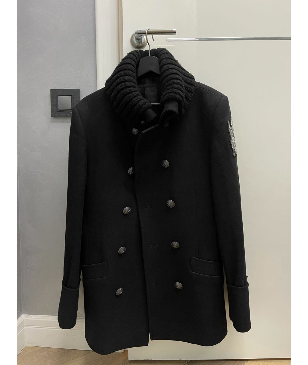 PHILIPP PLEIN Черное шерстяное пальто, фото 9