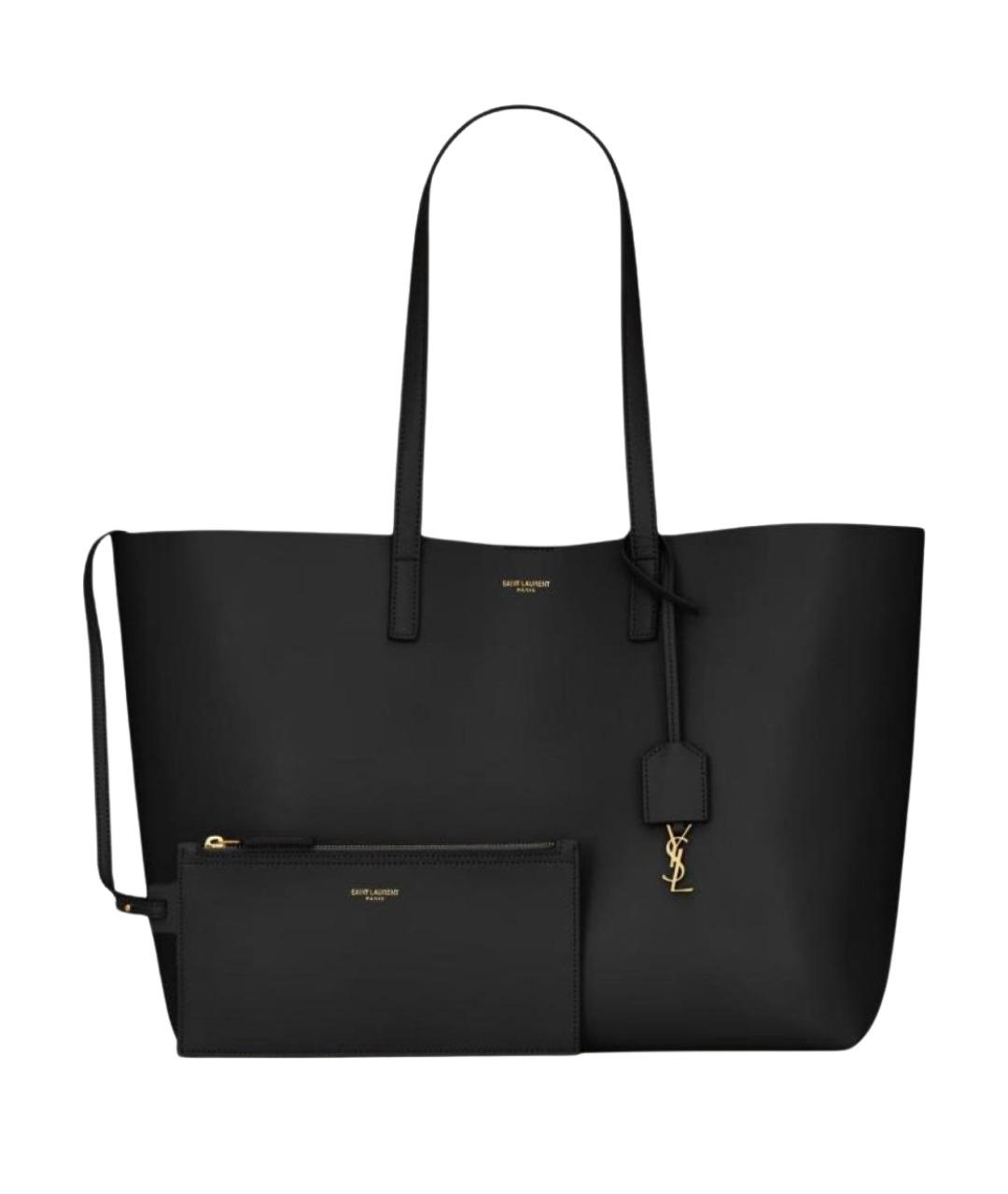 SAINT LAURENT Черная кожаная сумка с короткими ручками, фото 1