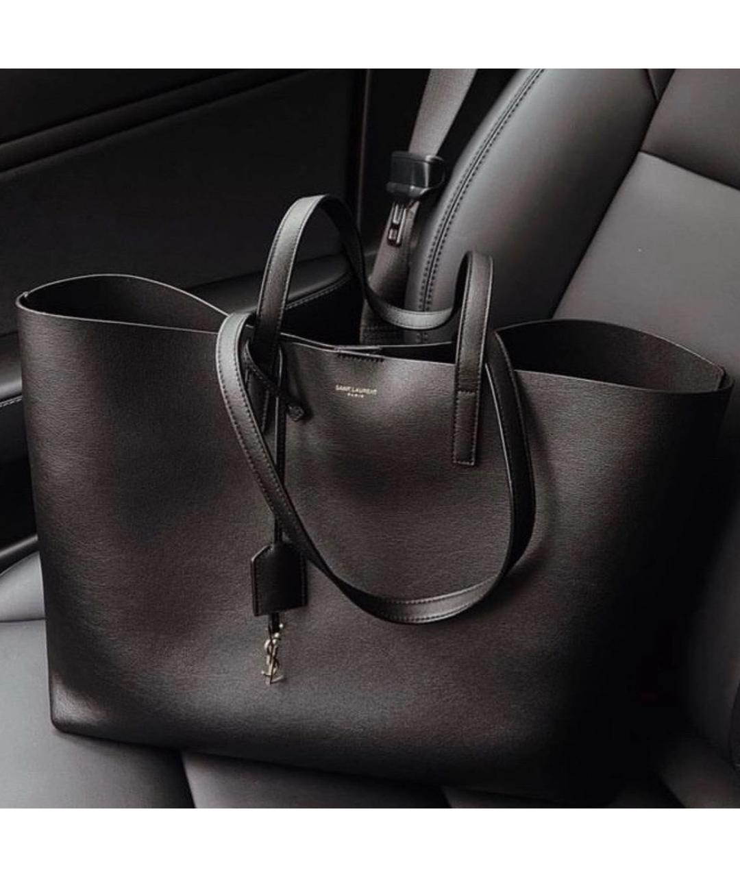 SAINT LAURENT Черная кожаная сумка с короткими ручками, фото 7