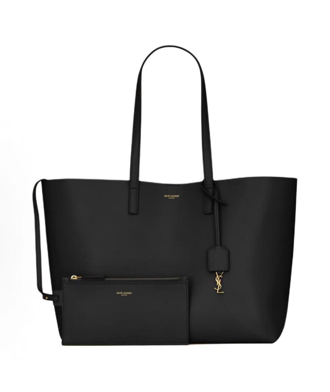 SAINT LAURENT Черная кожаная сумка с короткими ручками, фото 9