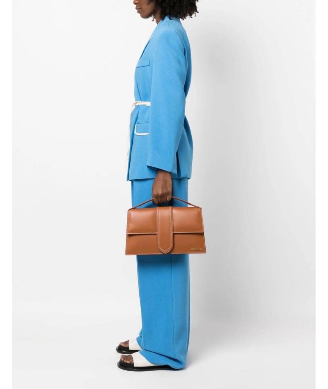 JACQUEMUS Коричневая кожаная сумка через плечо, фото 5