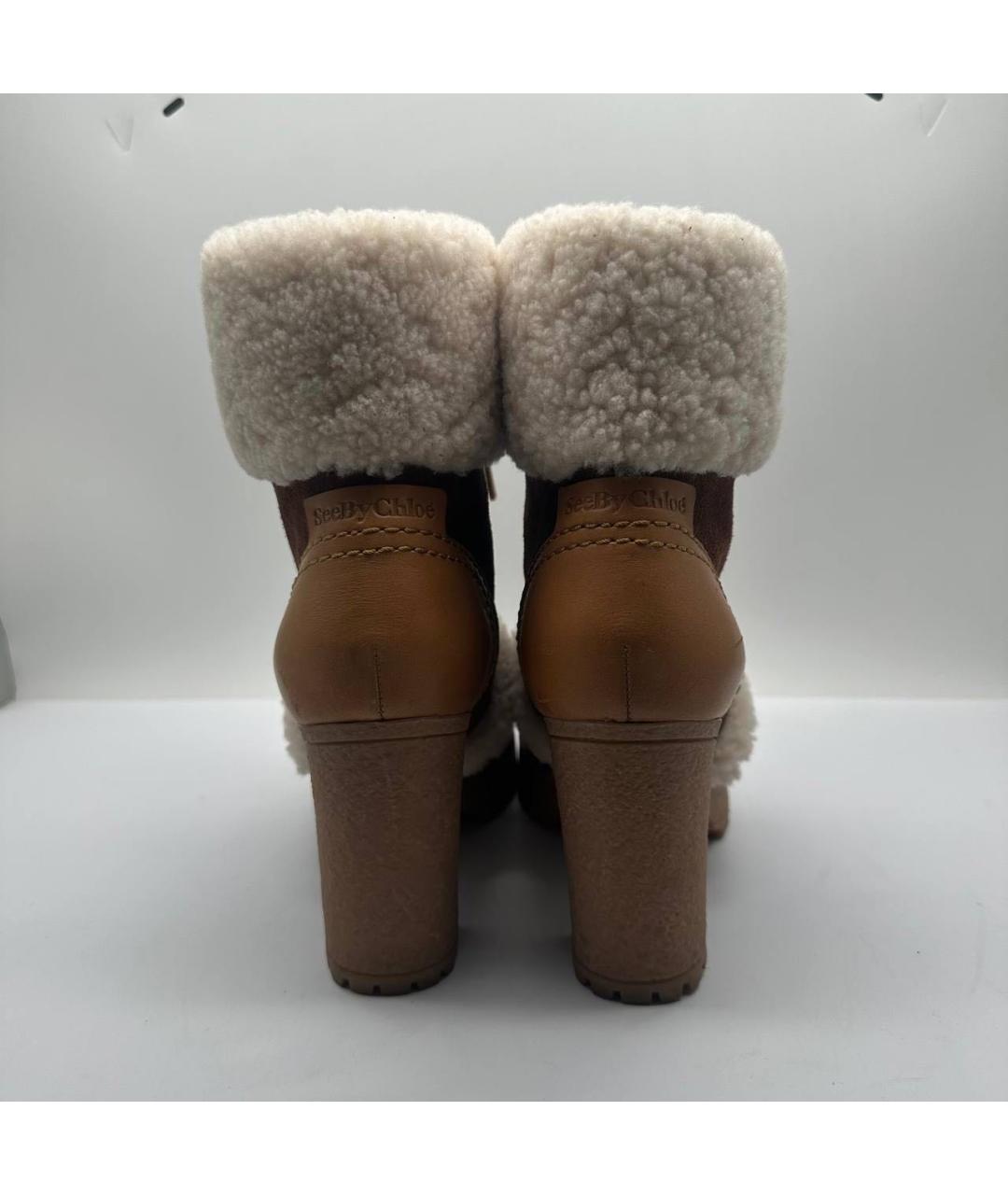 SEE BY CHLOE Коричневые нубуковые ботинки, фото 4