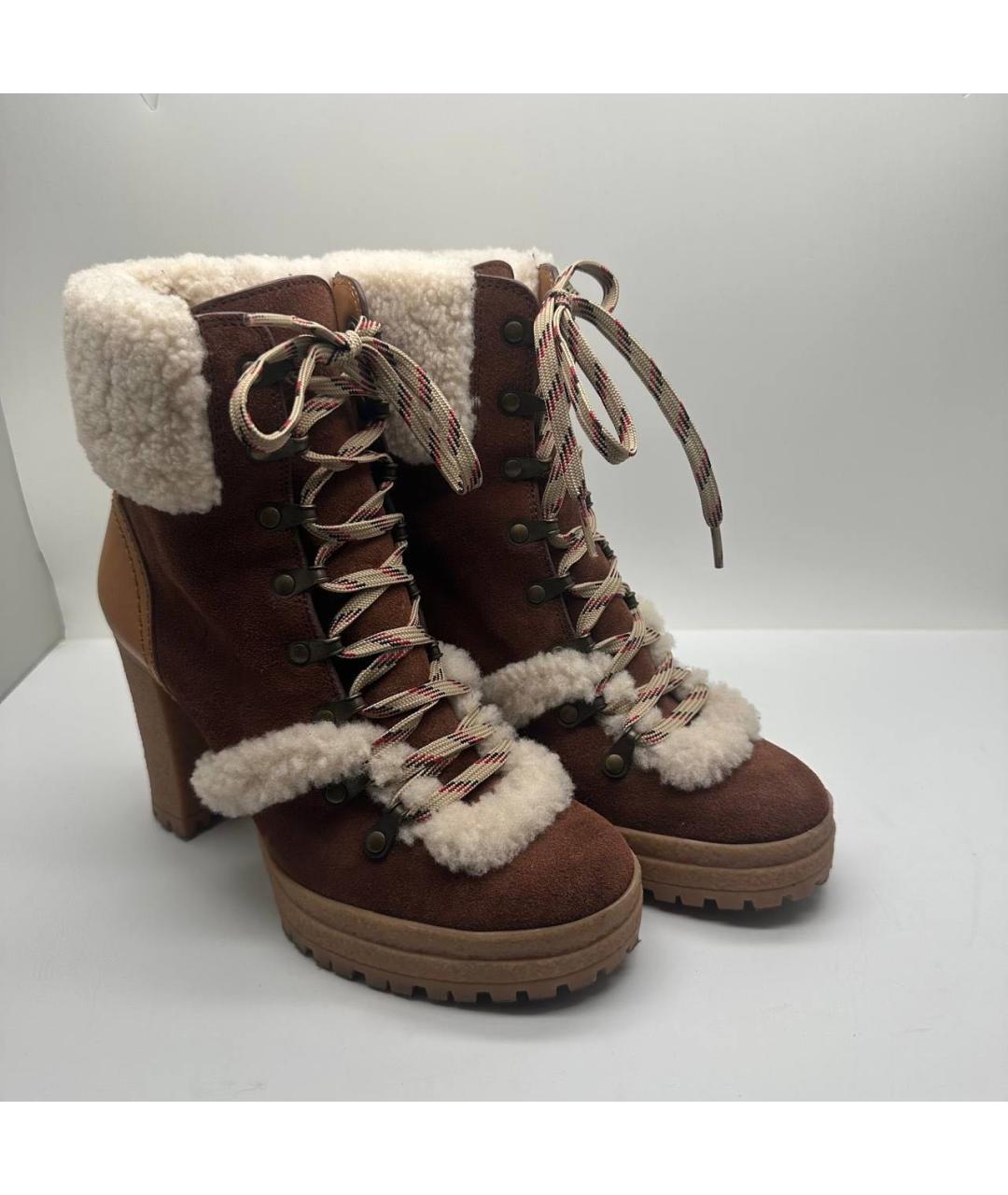 SEE BY CHLOE Коричневые нубуковые ботинки, фото 5