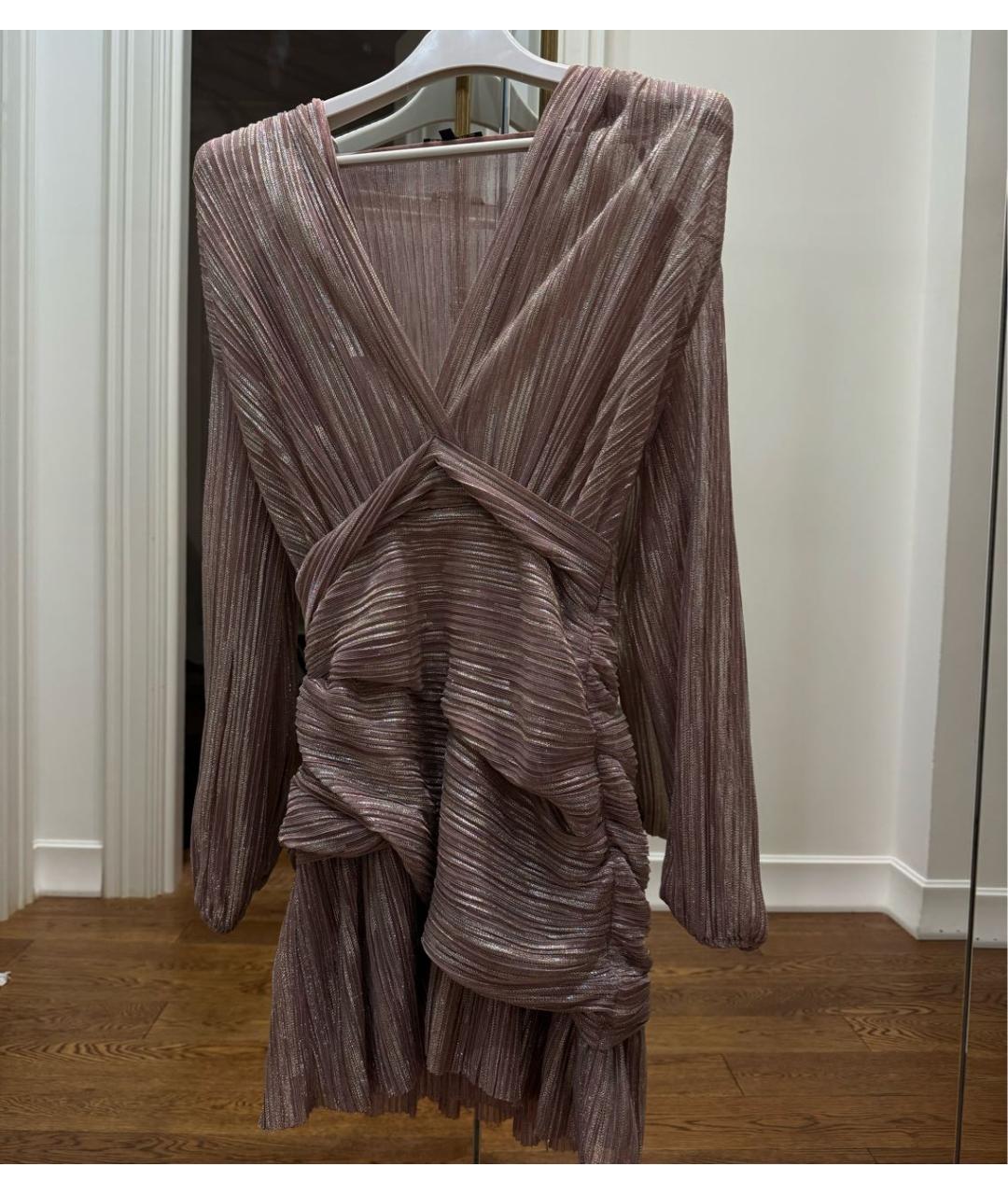 MAJE Розовое полиэстеровое коктейльное платье, фото 7