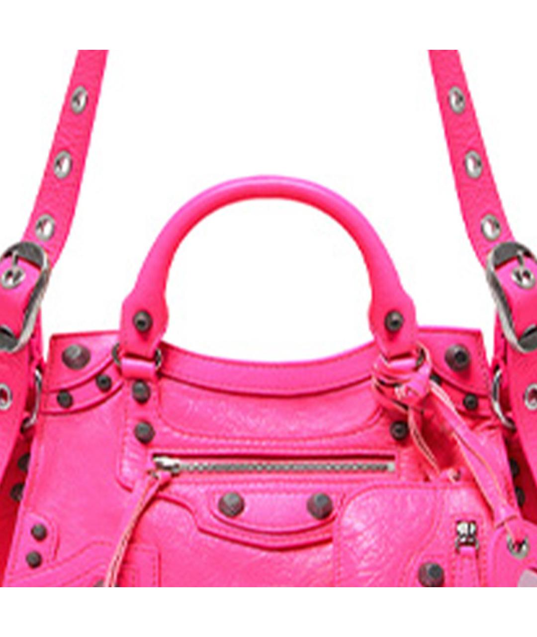 BALENCIAGA Фуксия кожаная сумка через плечо, фото 6