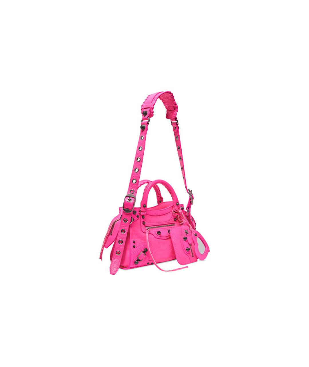 BALENCIAGA Фуксия кожаная сумка через плечо, фото 2