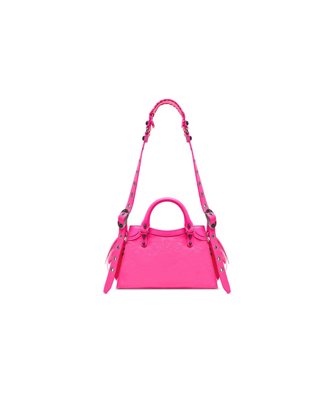 BALENCIAGA Фуксия кожаная сумка через плечо, фото 4