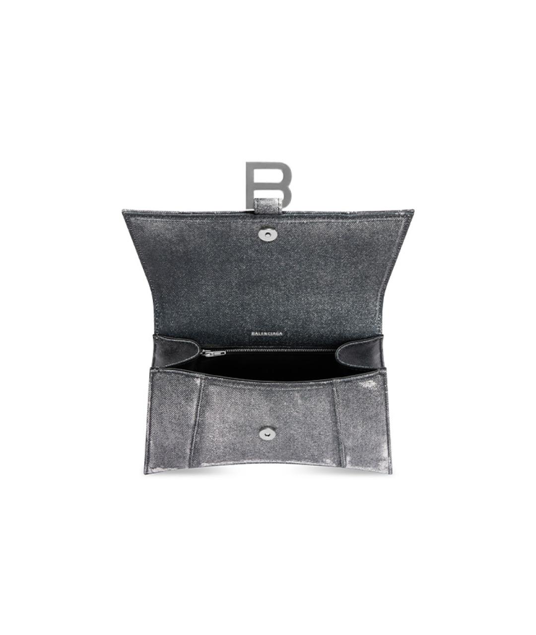 BALENCIAGA Серебряная кожаная сумка через плечо, фото 6
