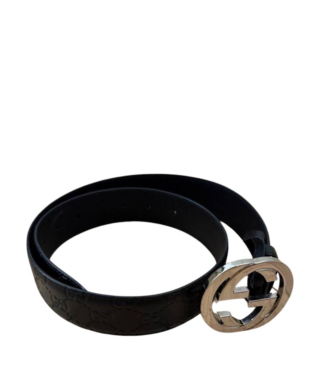 GUCCI Черный кожаный ремень, фото 1