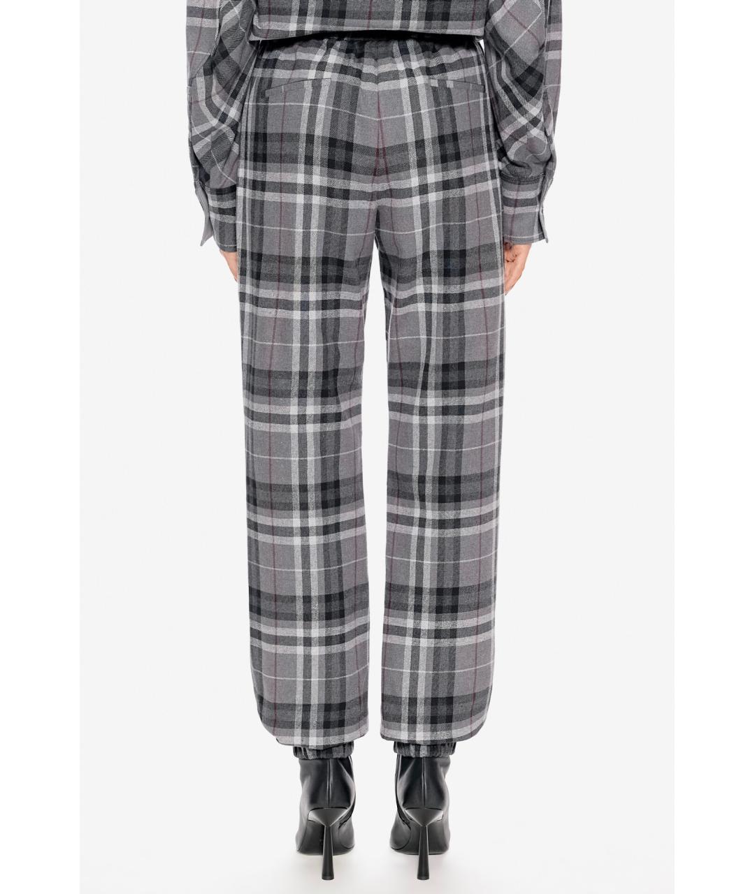 THE ATTICO Серые хлопковые прямые брюки, фото 7