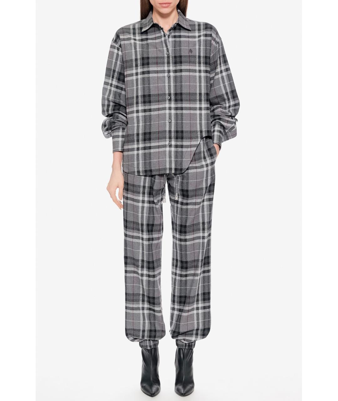 THE ATTICO Серые хлопковые прямые брюки, фото 4