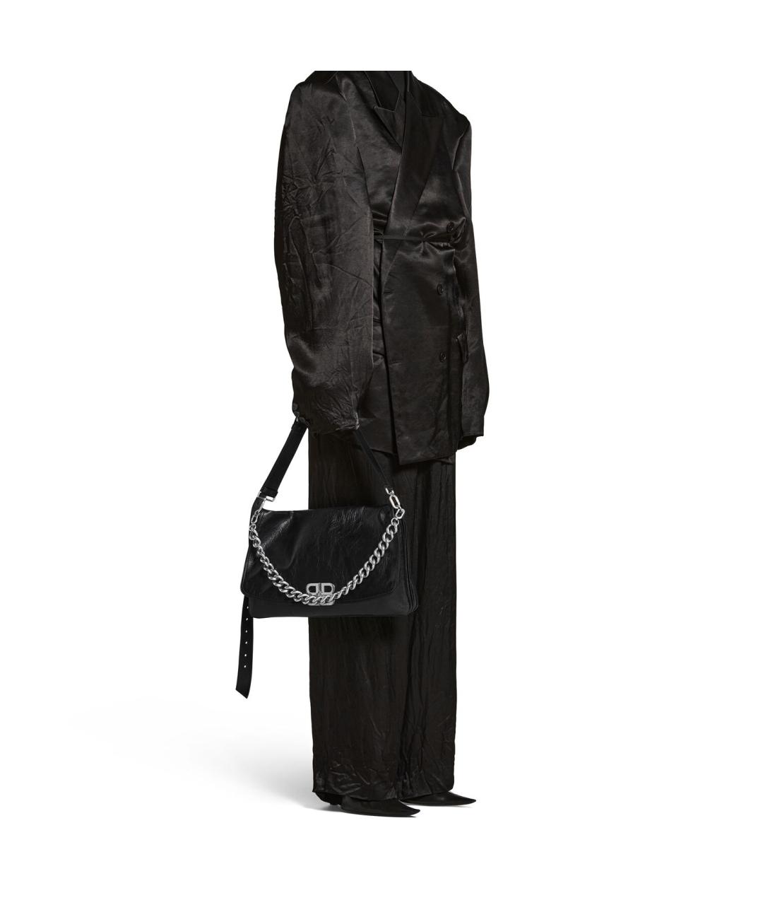 BALENCIAGA Черная кожаная сумка через плечо, фото 8