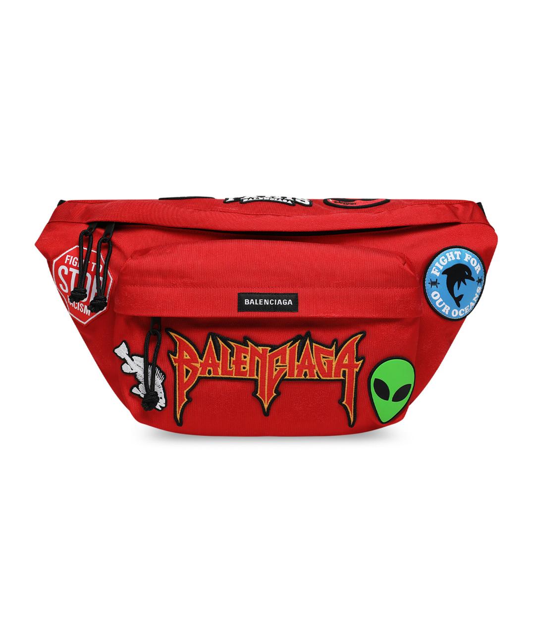 BALENCIAGA Красная тканевая поясная сумка, фото 1