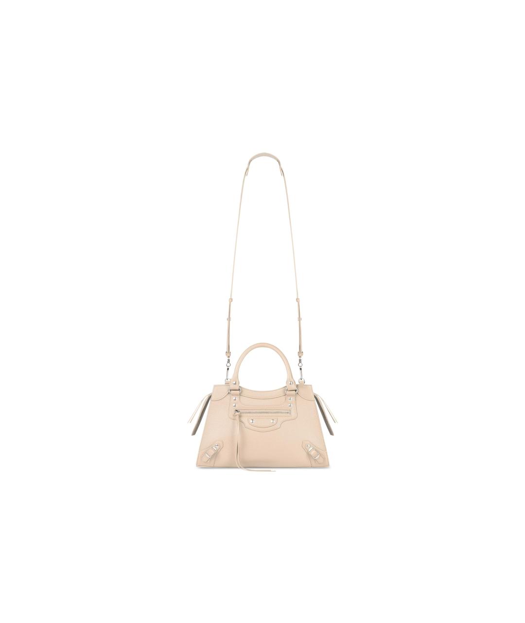 BALENCIAGA Бежевая кожаная сумка через плечо, фото 5