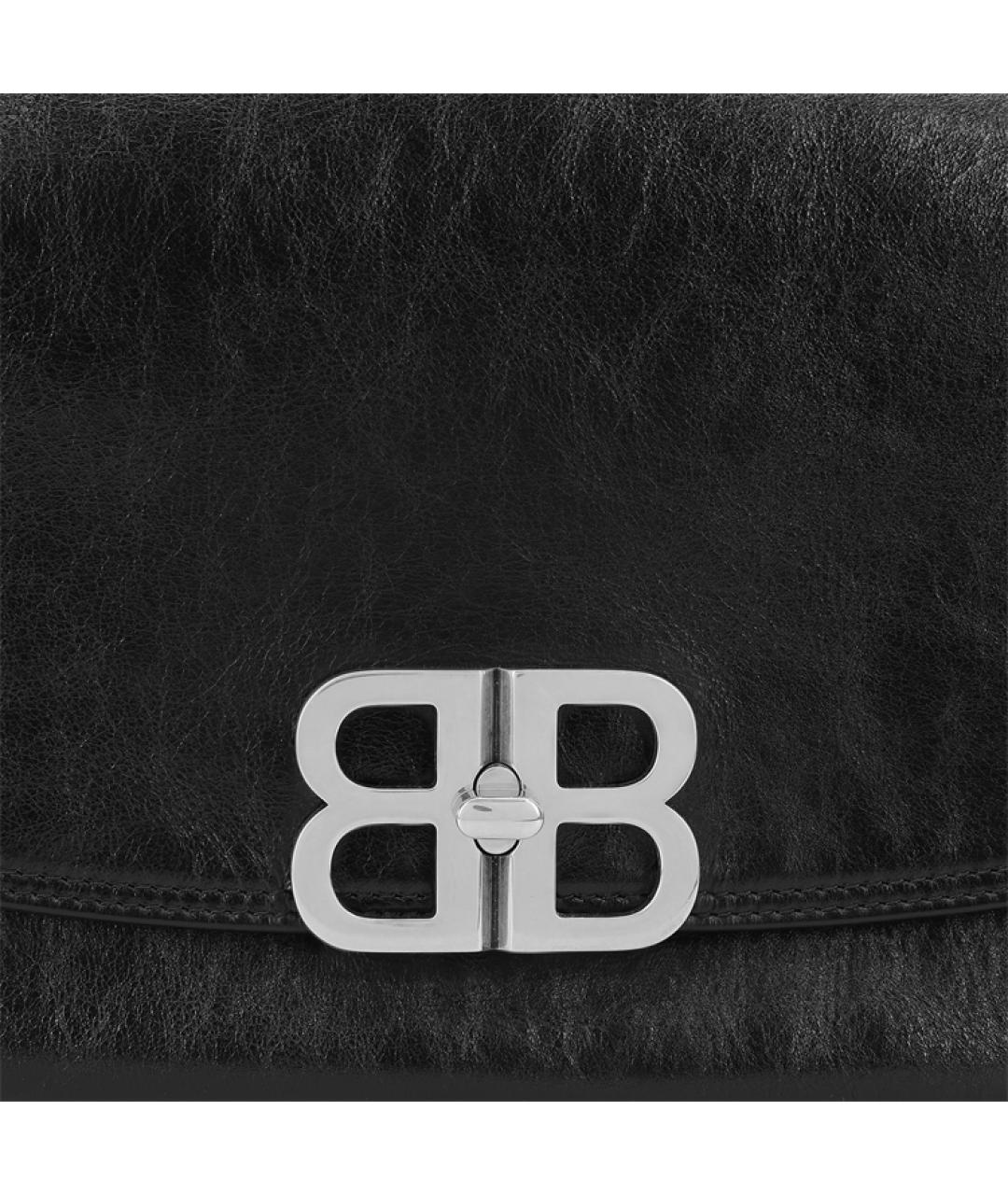 BALENCIAGA Черная кожаная сумка через плечо, фото 9