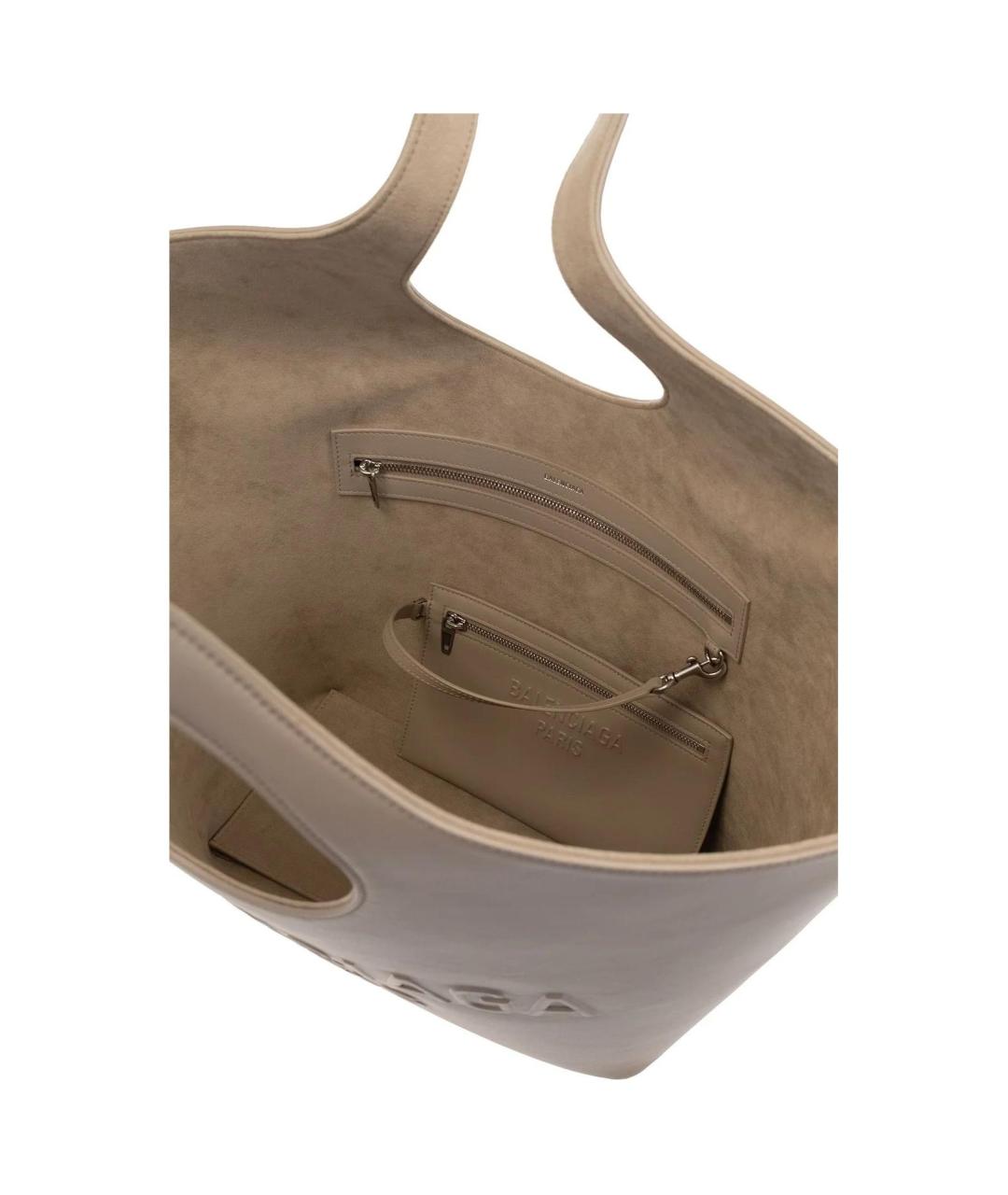 BALENCIAGA Бежевая кожаная сумка через плечо, фото 5