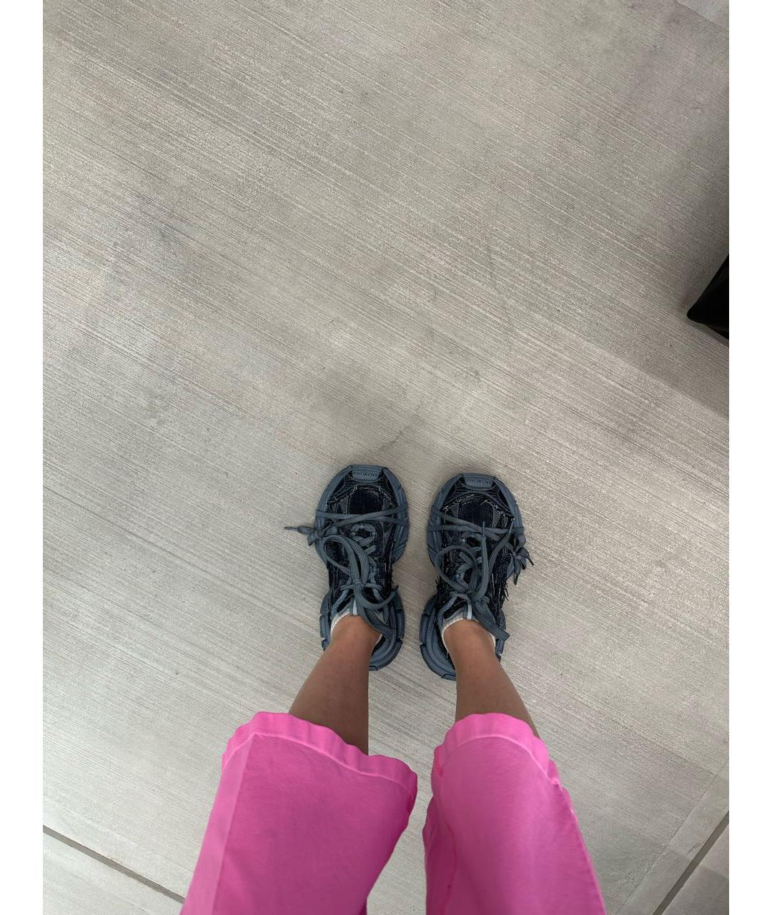 BALENCIAGA Темно-синие текстильные кроссовки, фото 5