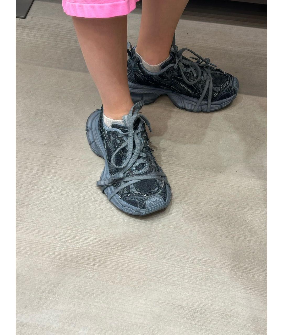 BALENCIAGA Темно-синие текстильные кроссовки, фото 2