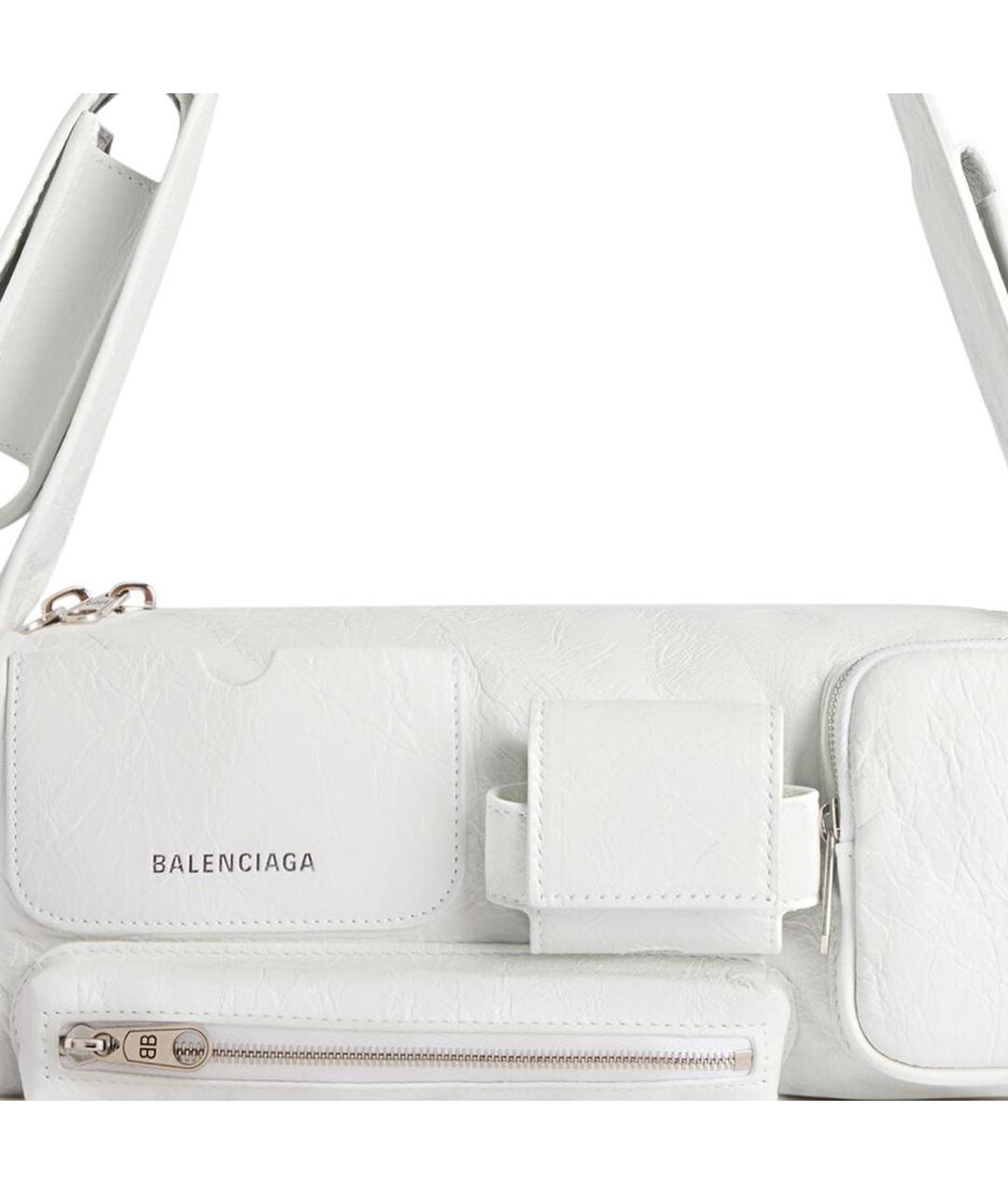 BALENCIAGA Белая кожаная сумка через плечо, фото 5