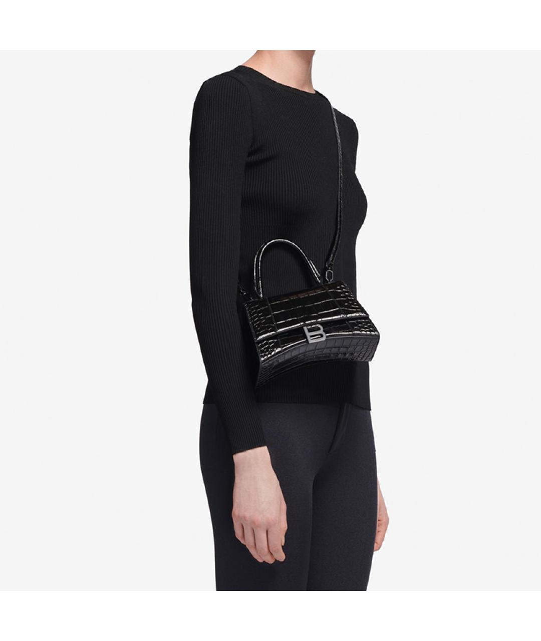 BALENCIAGA Черная кожаная сумка через плечо, фото 6