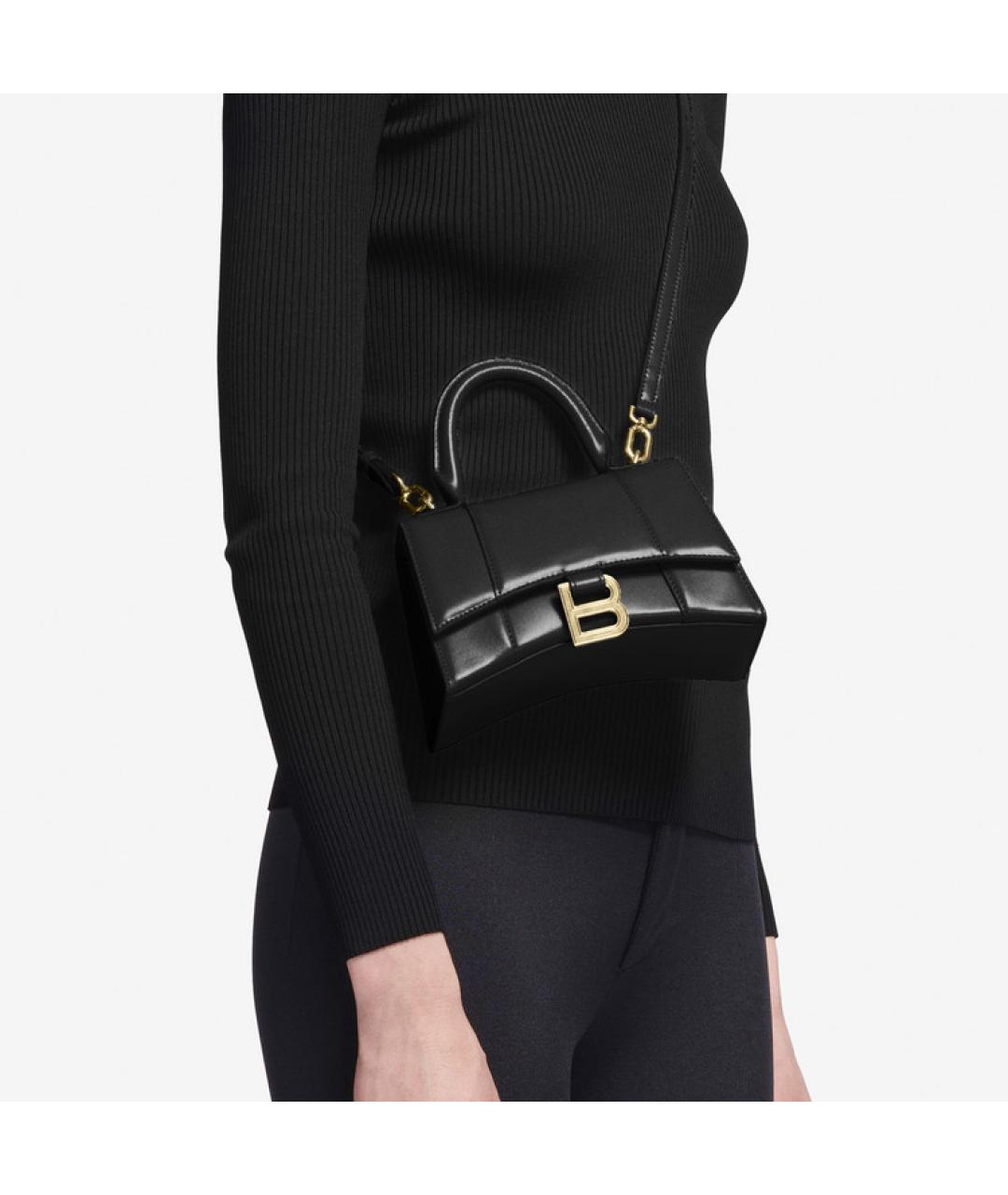 BALENCIAGA Черная кожаная сумка через плечо, фото 6