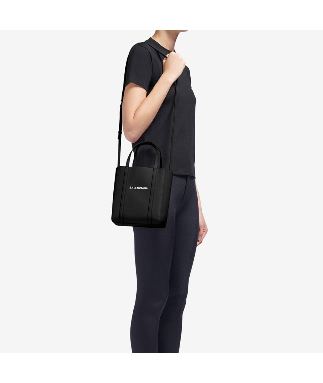 BALENCIAGA Черная кожаная сумка через плечо, фото 5