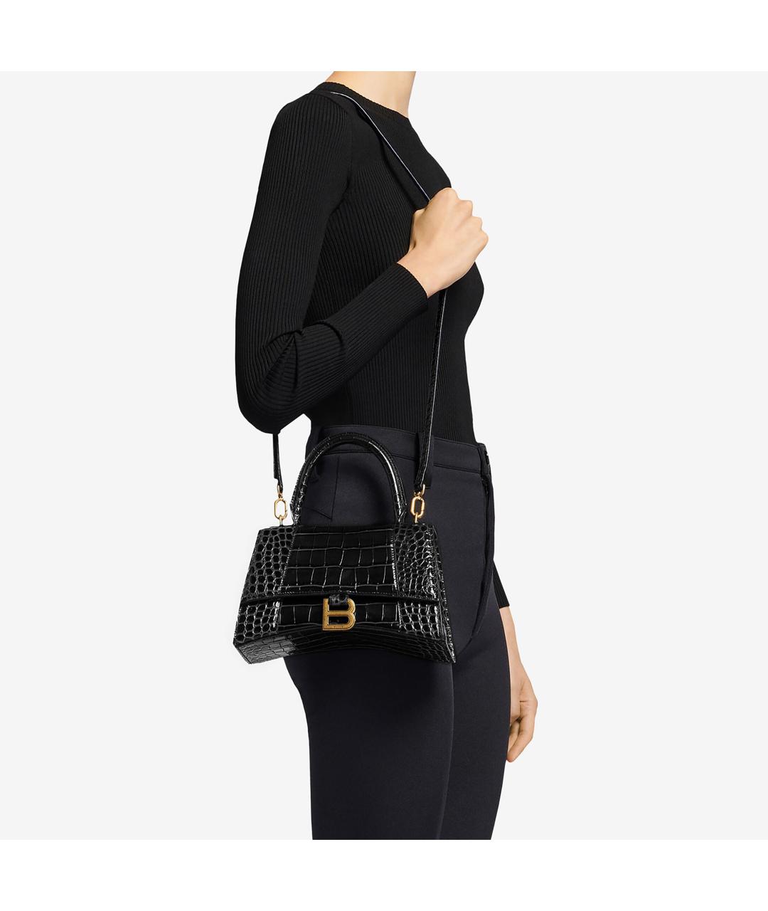 BALENCIAGA Черная кожаная сумка через плечо, фото 6