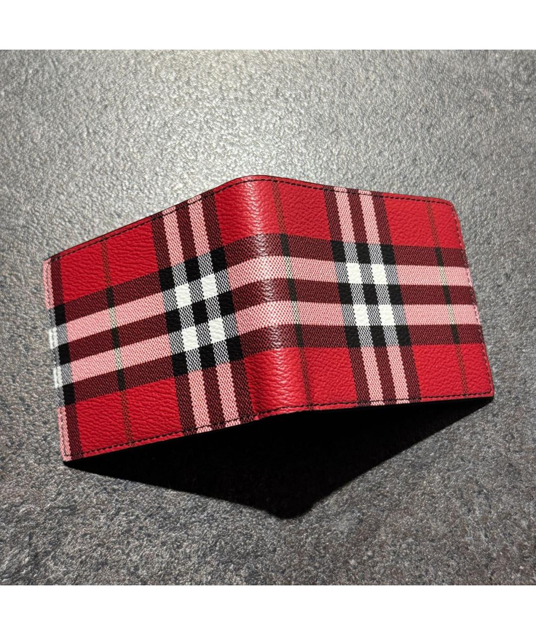 BURBERRY Красный кожаный кошелек, фото 5
