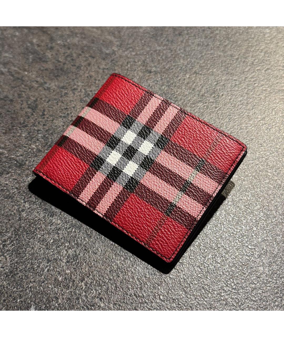 BURBERRY Красный кожаный кошелек, фото 4