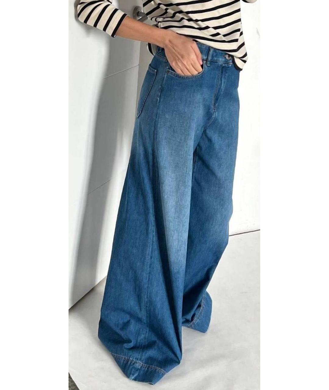 WEEKEND MAX MARA Синие хлопковые джинсы клеш, фото 5