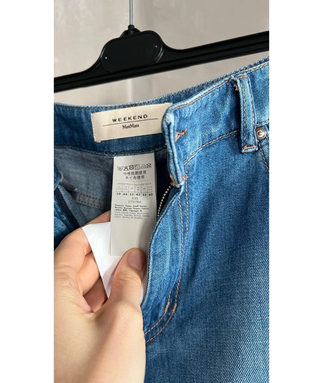 WEEKEND MAX MARA Синие хлопковые джинсы клеш, фото 6