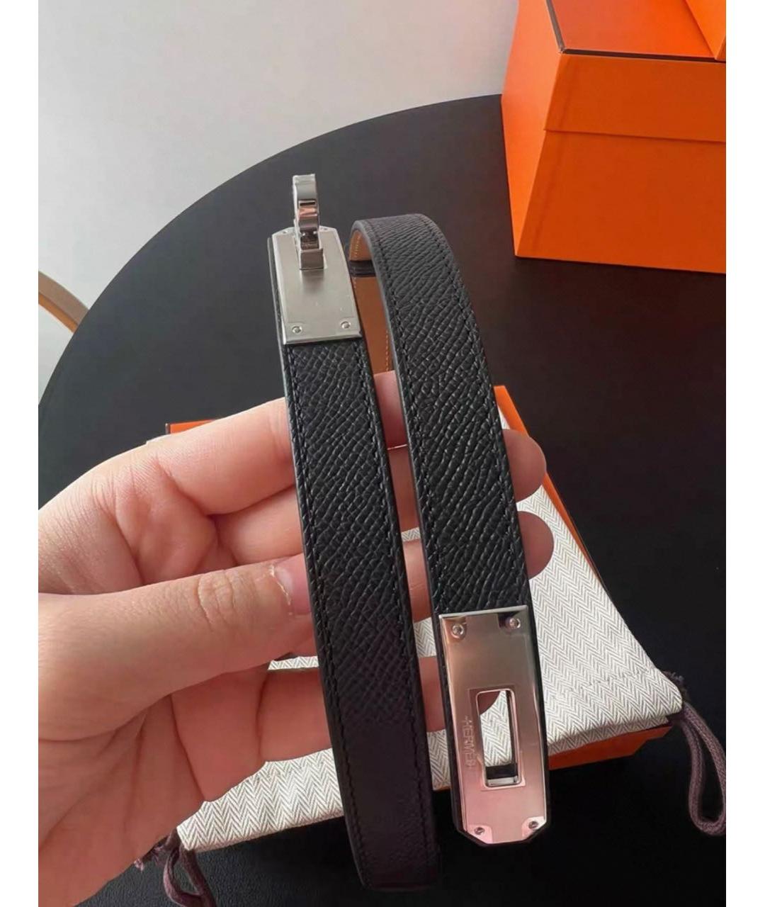 HERMES Черный кожаный ремень, фото 3