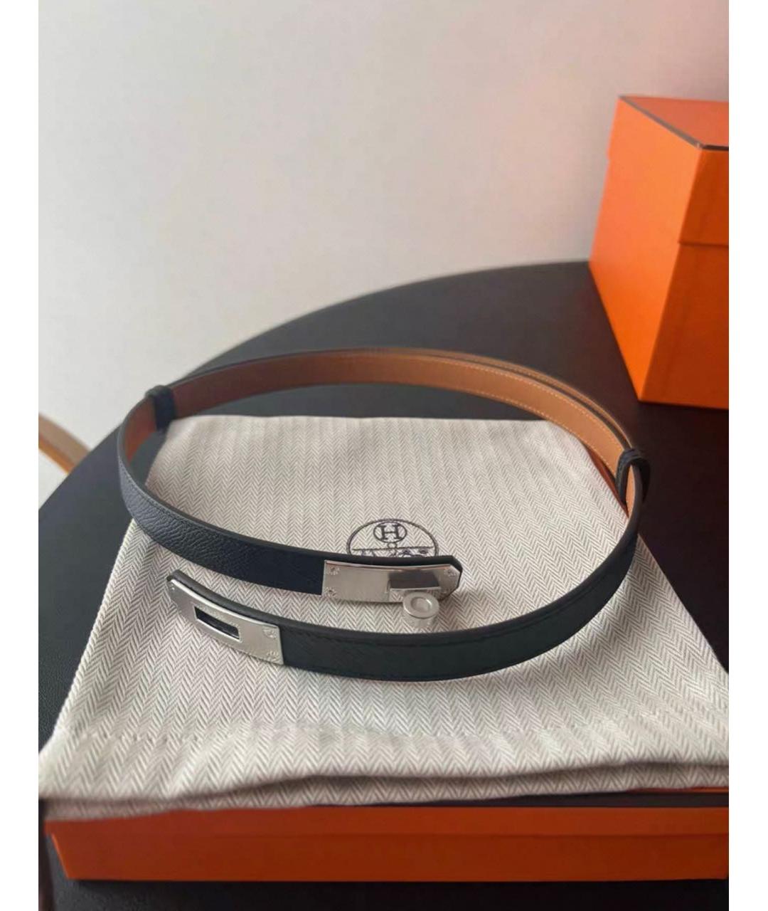 HERMES Черный кожаный ремень, фото 2