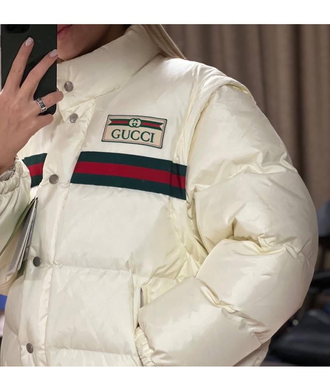 GUCCI Бежевый полиэстеровый пуховик, фото 3