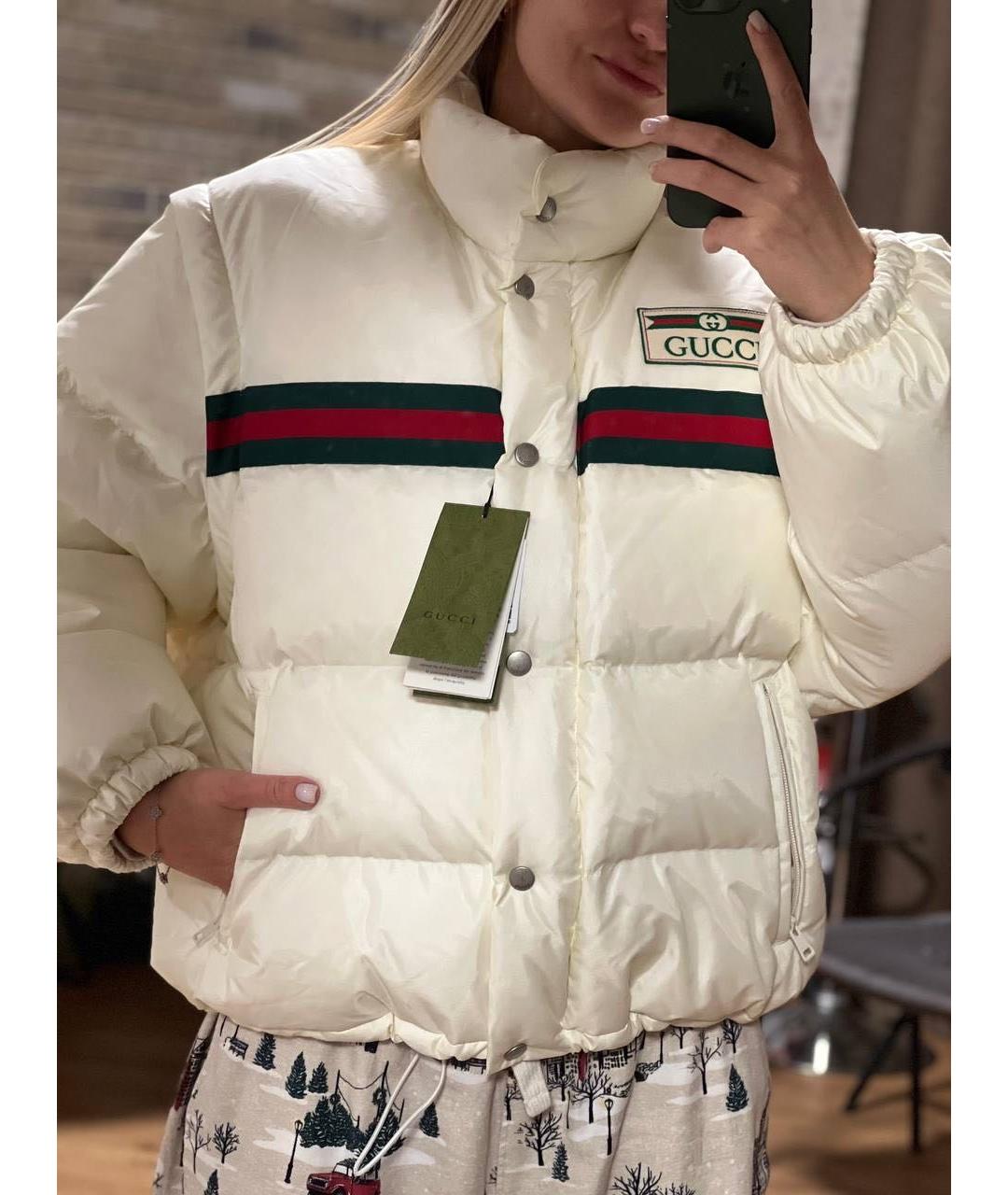 GUCCI Бежевый полиэстеровый пуховик, фото 4