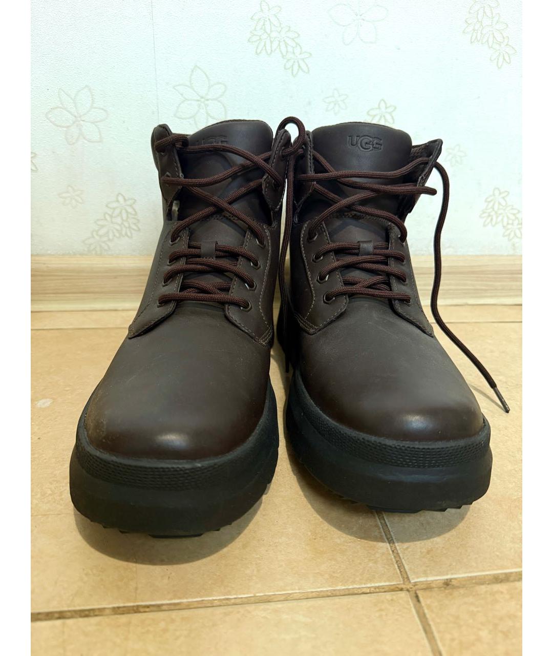 UGG AUSTRALIA Коричневые кожаные высокие ботинки, фото 2