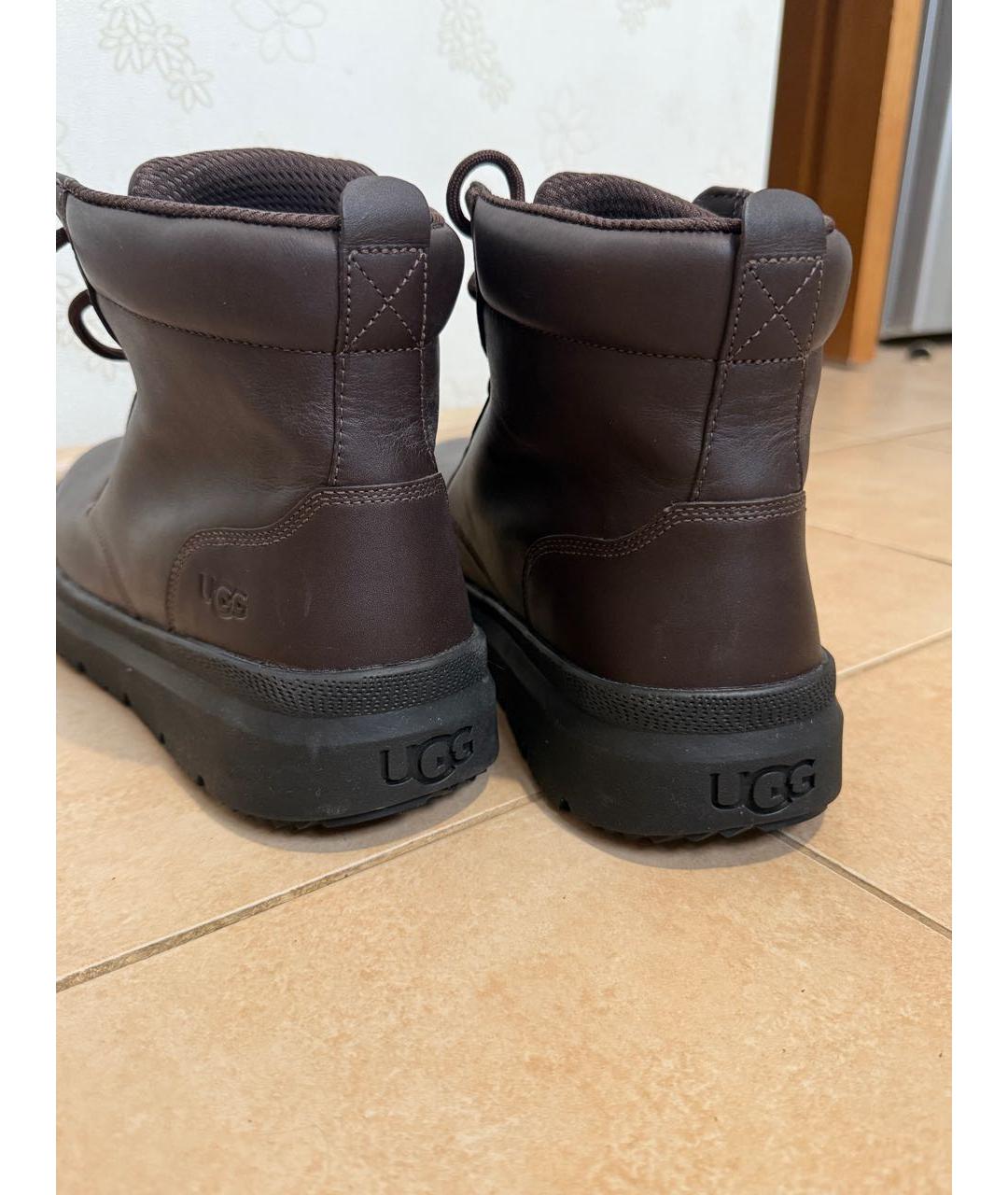 UGG AUSTRALIA Коричневые кожаные высокие ботинки, фото 4