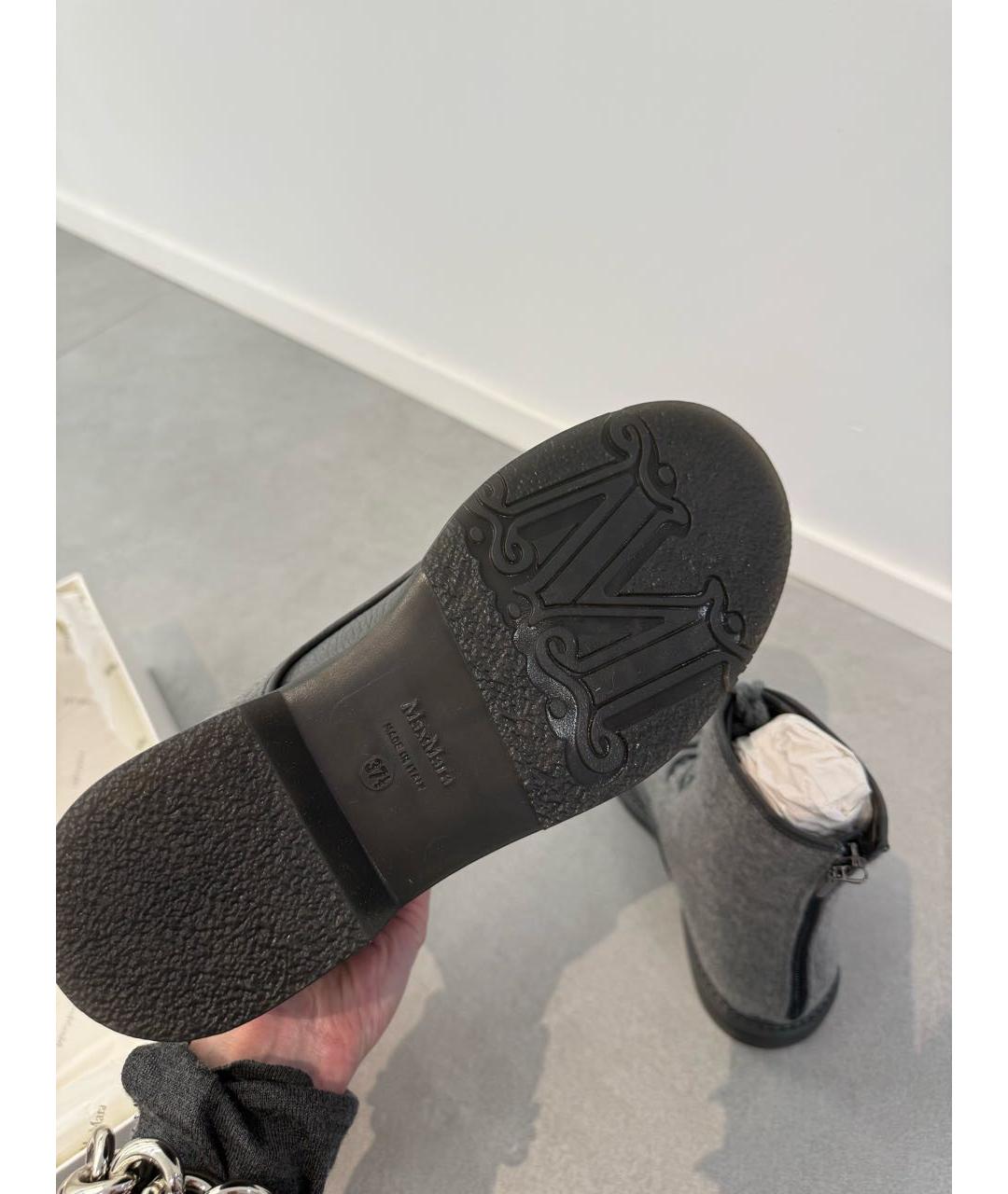 MAX MARA Серые кожаные ботинки, фото 6