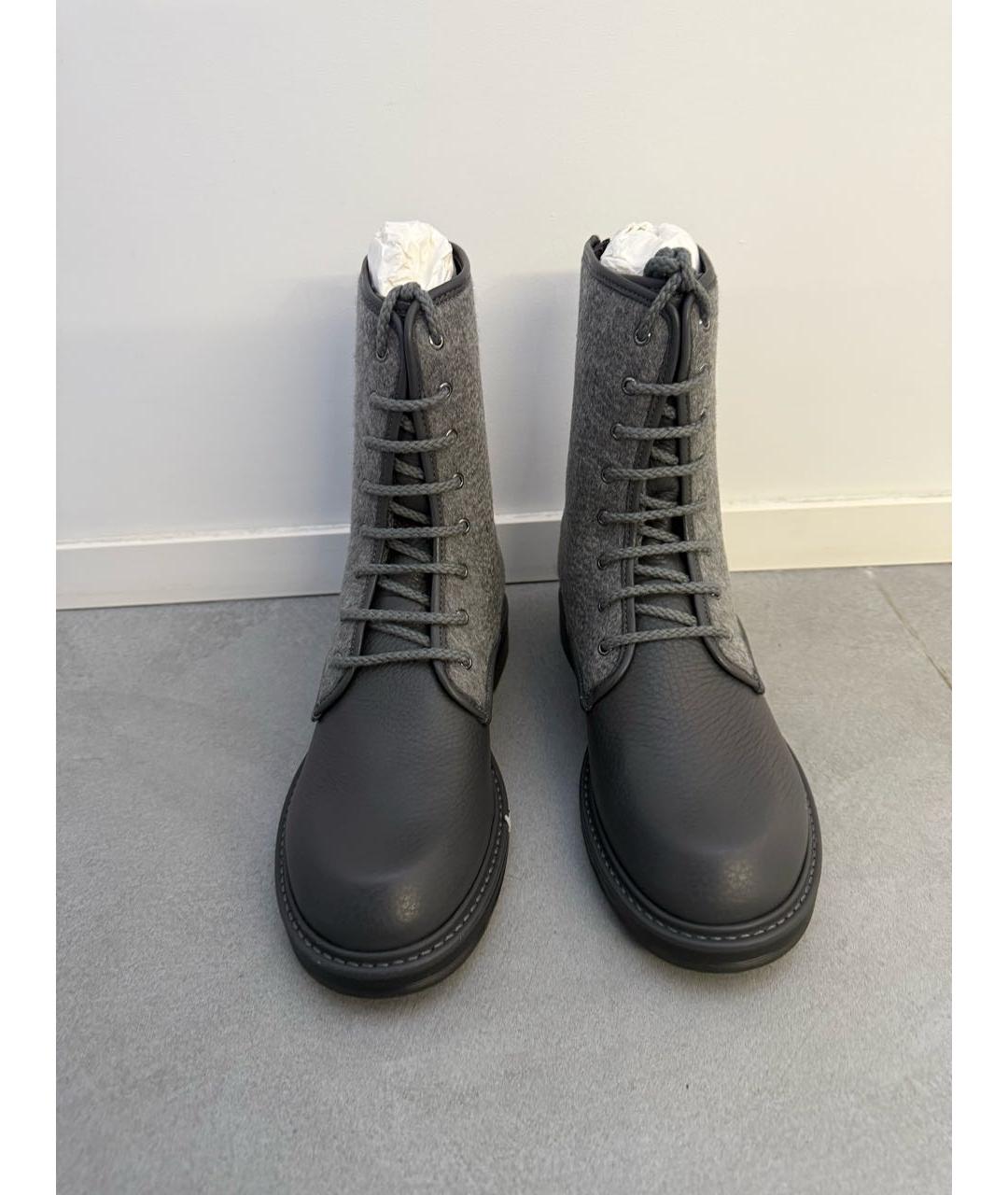 MAX MARA Серые кожаные ботинки, фото 3