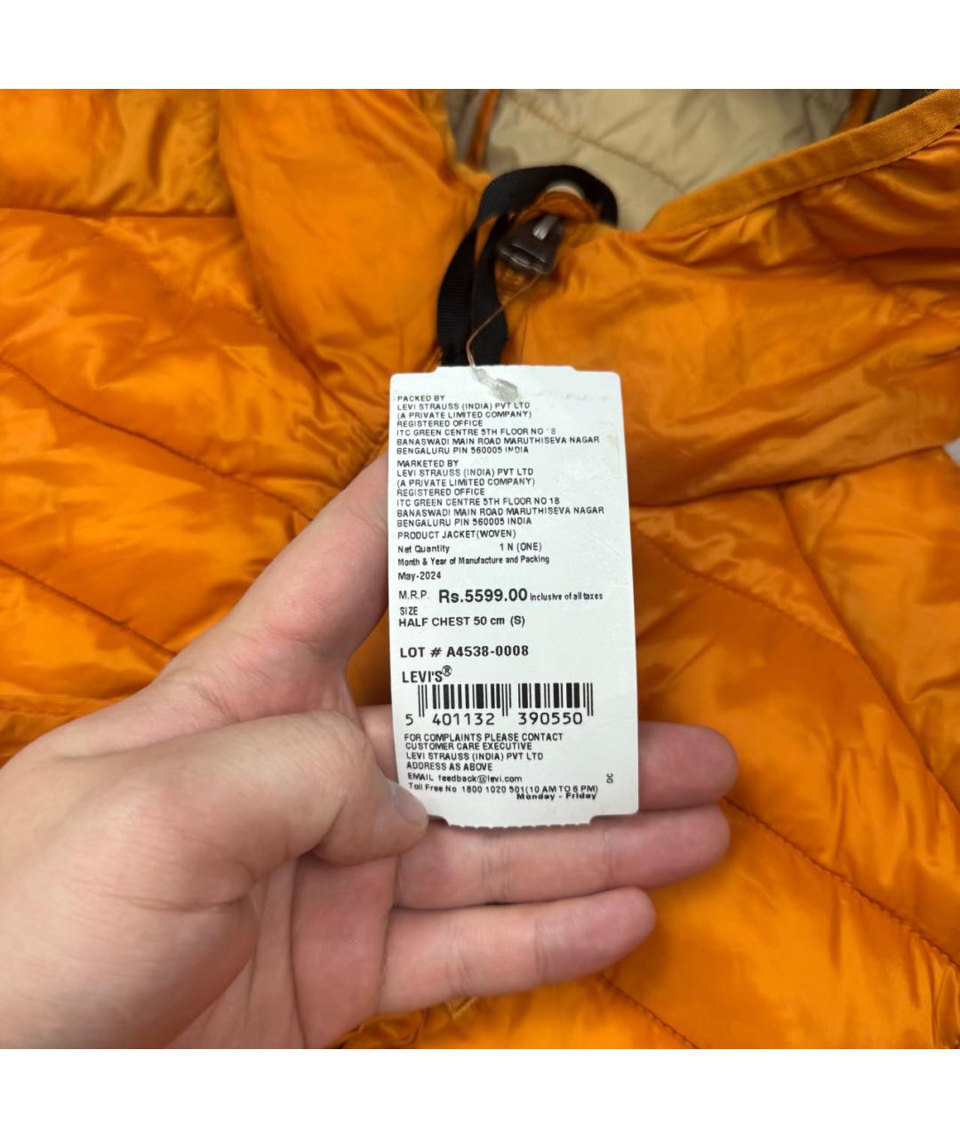 LEVI'S Оранжевый полиэстеровый пуховик, фото 4