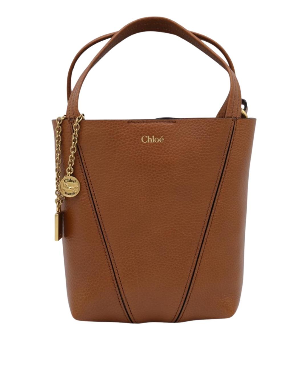 CHLOE Коричневая кожаная сумка с короткими ручками, фото 1