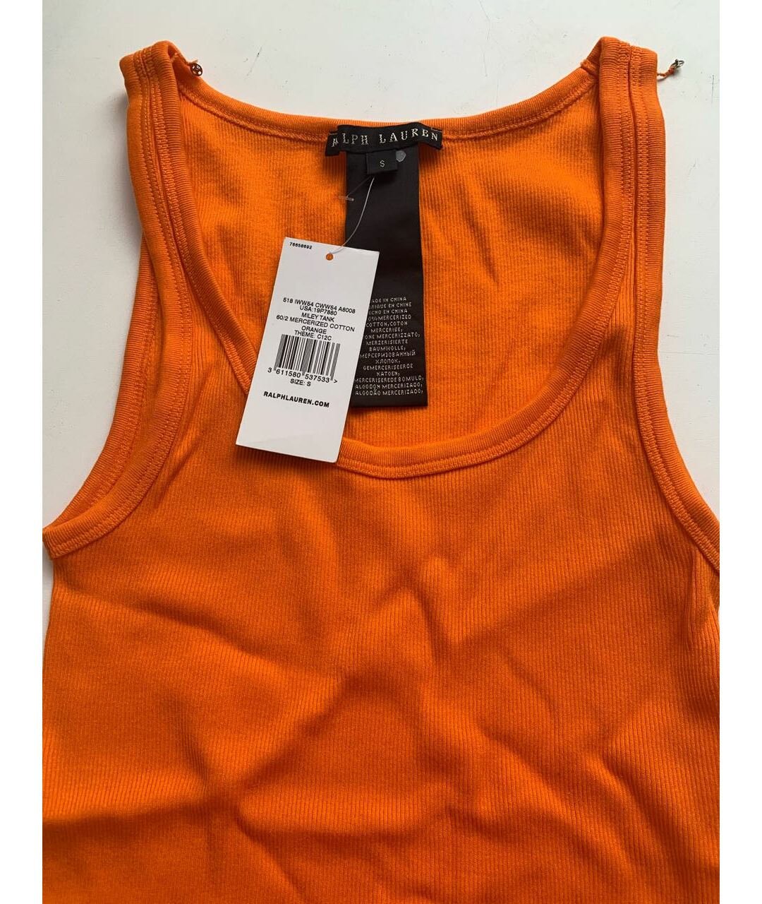 RALPH LAUREN Коралловая хлопковая майка, фото 2