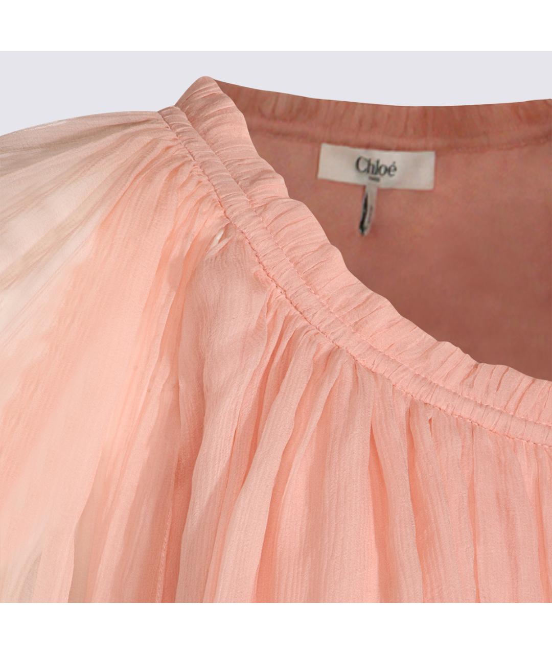 CHLOE Розовое шелковое платье, фото 4