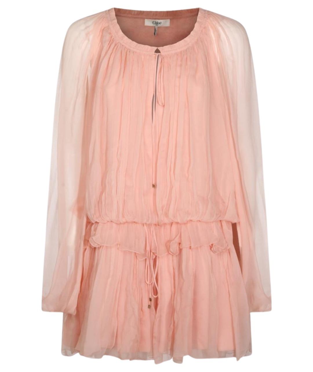 CHLOE Розовое шелковое платье, фото 1